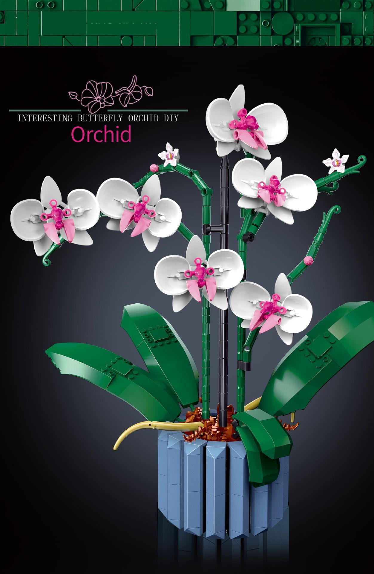  Mô Hình Nhựa 3D Lắp Ráp OEM Chậu Hoa Lan 10113 (711 mảnh, Orchid Flower) - LG0160 