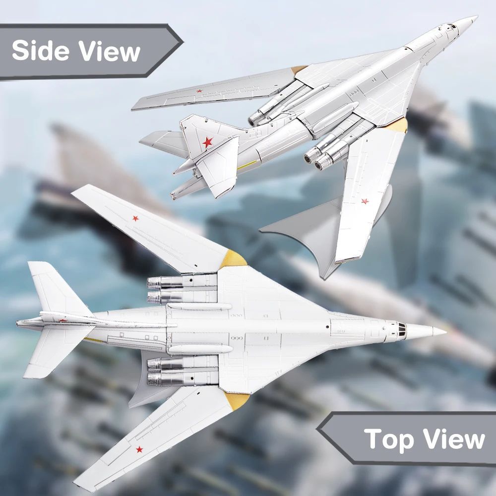  Mô Hình Kim Loại 3D Lắp Ráp Piececool Máy Bay Ném Bom Tupolev TU-160 (53 mảnh) 1:200 HP336-WS - MP1215 