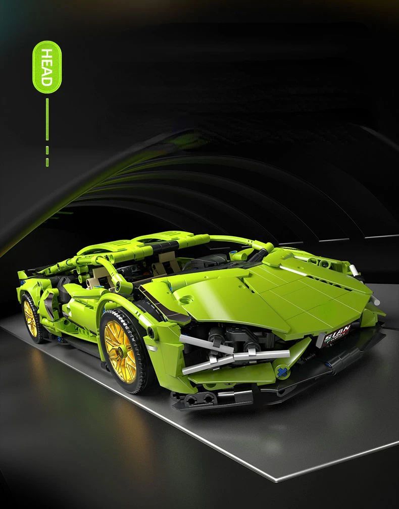  Mô Hình Nhựa 3D Lắp Ráp OEM Siêu Xe Đua Lamborghini (1280 mảnh, Màu Xanh Lá) 1:14 - LG0177 