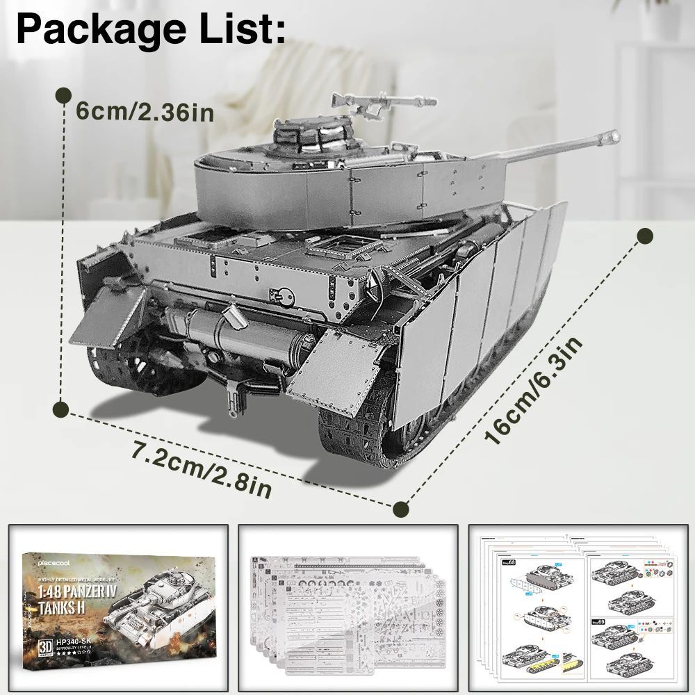  Mô Hình Kim Loại 3D Lắp Ráp Piececool Xe Tăng Panzer IV Ausf.H (433 mảnh) 1:48 HP340-SK - MP1216 