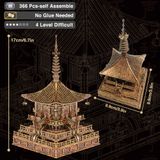  Mô Hình Kim Loại 3D Lắp Ráp Piececool Chùa Đồng Thời Nhà Đường (366 mảnh, Gilt Bronze Pagoda) P328-GK - MP1213 