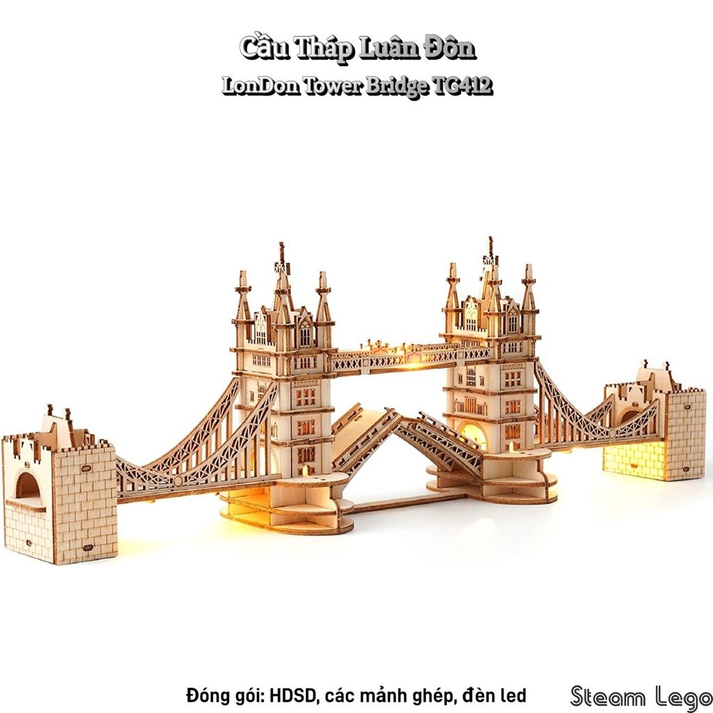  Mô Hình Gỗ 3D Lắp Ráp ROBOTIME Rolife Cầu Tháp Luân Đôn (London Tower Bridge) TG412 – WP227 