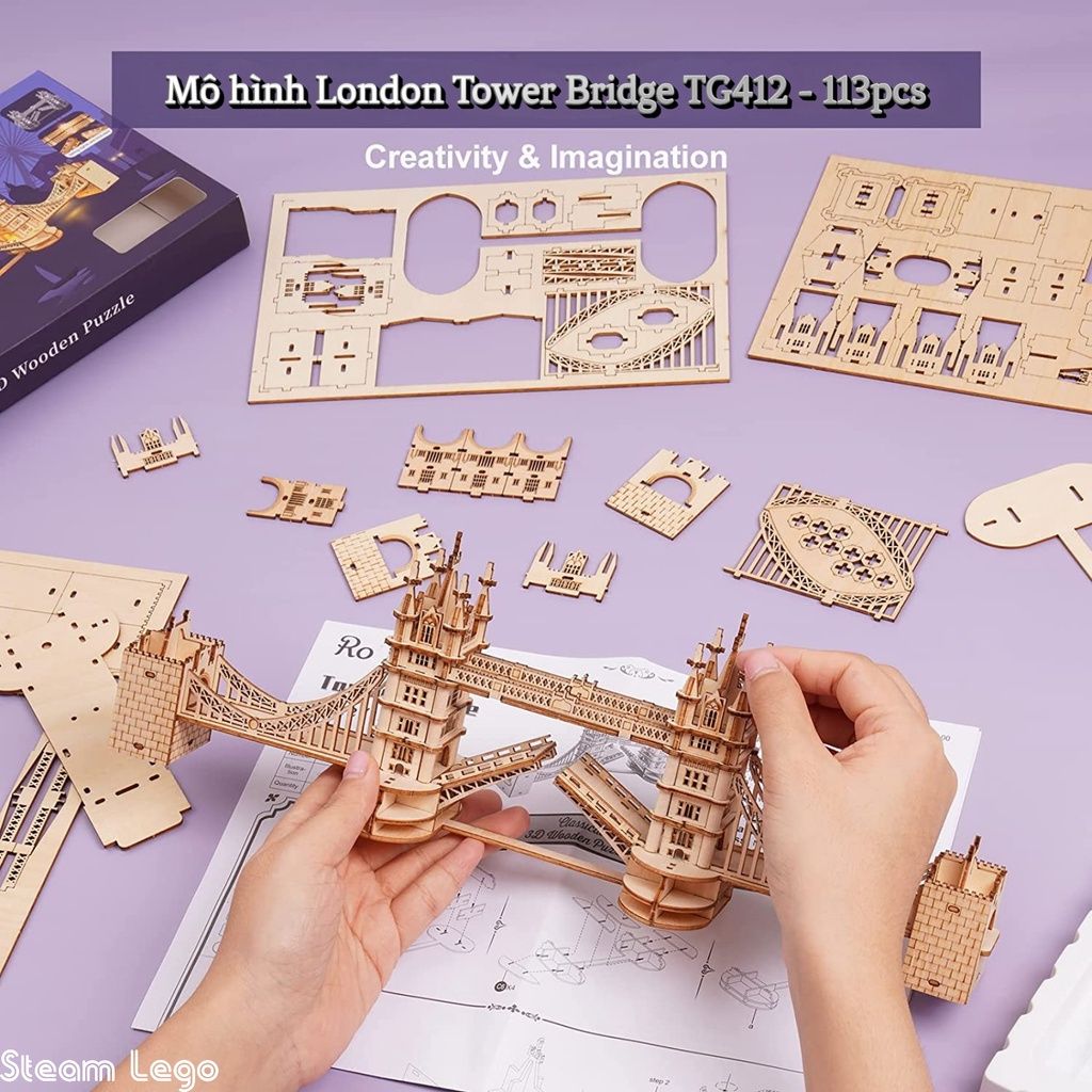  Mô Hình Gỗ 3D Lắp Ráp ROBOTIME Rolife Cầu Tháp Luân Đôn (London Tower Bridge) TG412 – WP227 