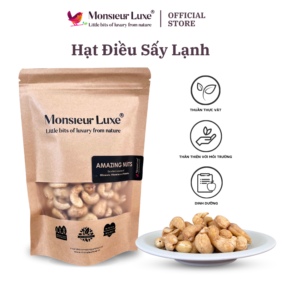 Luxe - Hạt Điều sấy lạnh (Cold Dried Cashew)- Giàu Omega-3 Tốt cho Gymmer Hỗ trợ Giảm cân Chuẩn KETO