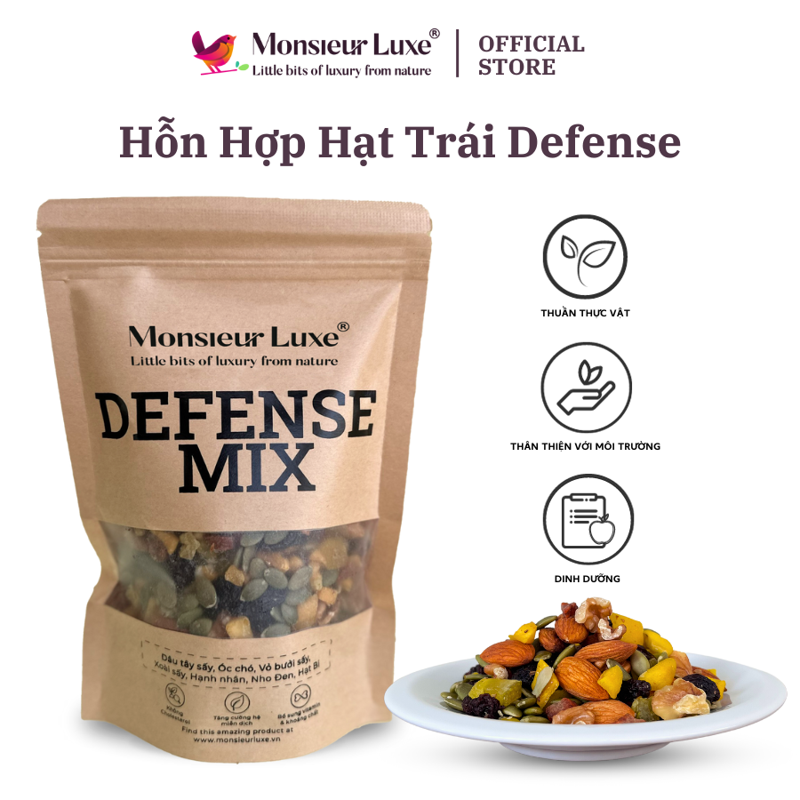 Luxe - Hỗn hợp Hạt trái Tăng hệ miễn dịch (Defense Mix) - Giàu Vitamin-C Tốt cho Mẹ Bầu Chống Oxi hóa