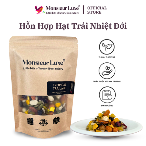  Hỗn hợp Hạt trái Nhiệt đới Luxe (Tropical TrailMix) 250g/500g - Ăn vặt Healthy với Hạt Sấy Lạnh & Trái cây khô Nhập Khẩu 