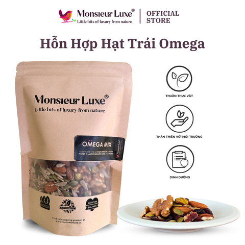  Luxe - Hỗn hợp Hạt trái Omega (Omega TrailMix) - Giàu chất béo tốt Tốt cho Mẹ Bầu Tăng hệ Miễn dịch Clean Eating 