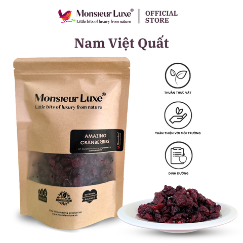  Luxe - Nam việt quất (Cranberries) 250g- Giàu Vitamin-C, Tốt cho Mẹ Bầu, Phòng ngừa Ung thư, Ít ngọt 