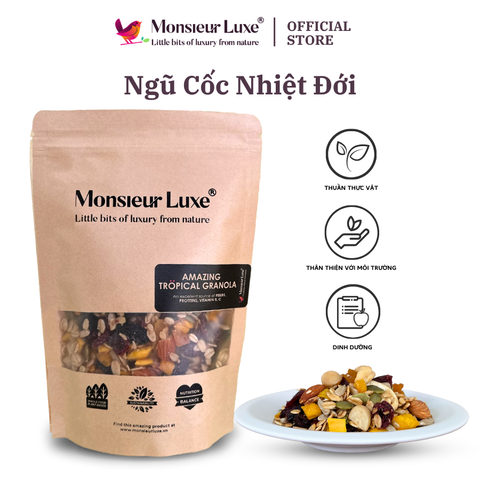  Granola cao cấp vị Tropical Nhiệt Đới Luxe 250g/500g - Hạt trái và Trái cây khô Nhập khẩu 