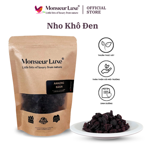  Luxe - Nho khô Thompson đen (Raisin thompson Black) Giàu chất xơ Tốt cho Mẹ Bầu Chống Oxi hóa Snack công sở 