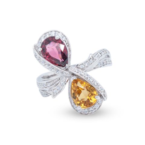 Nhẫn Vàng K14WG đính Citrine Garnet Calista ERG80038