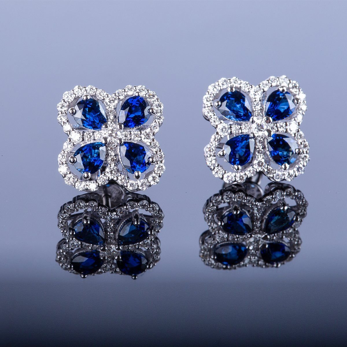 Bông tai Vàng K14WG đính Sapphire Calista AEPE05157