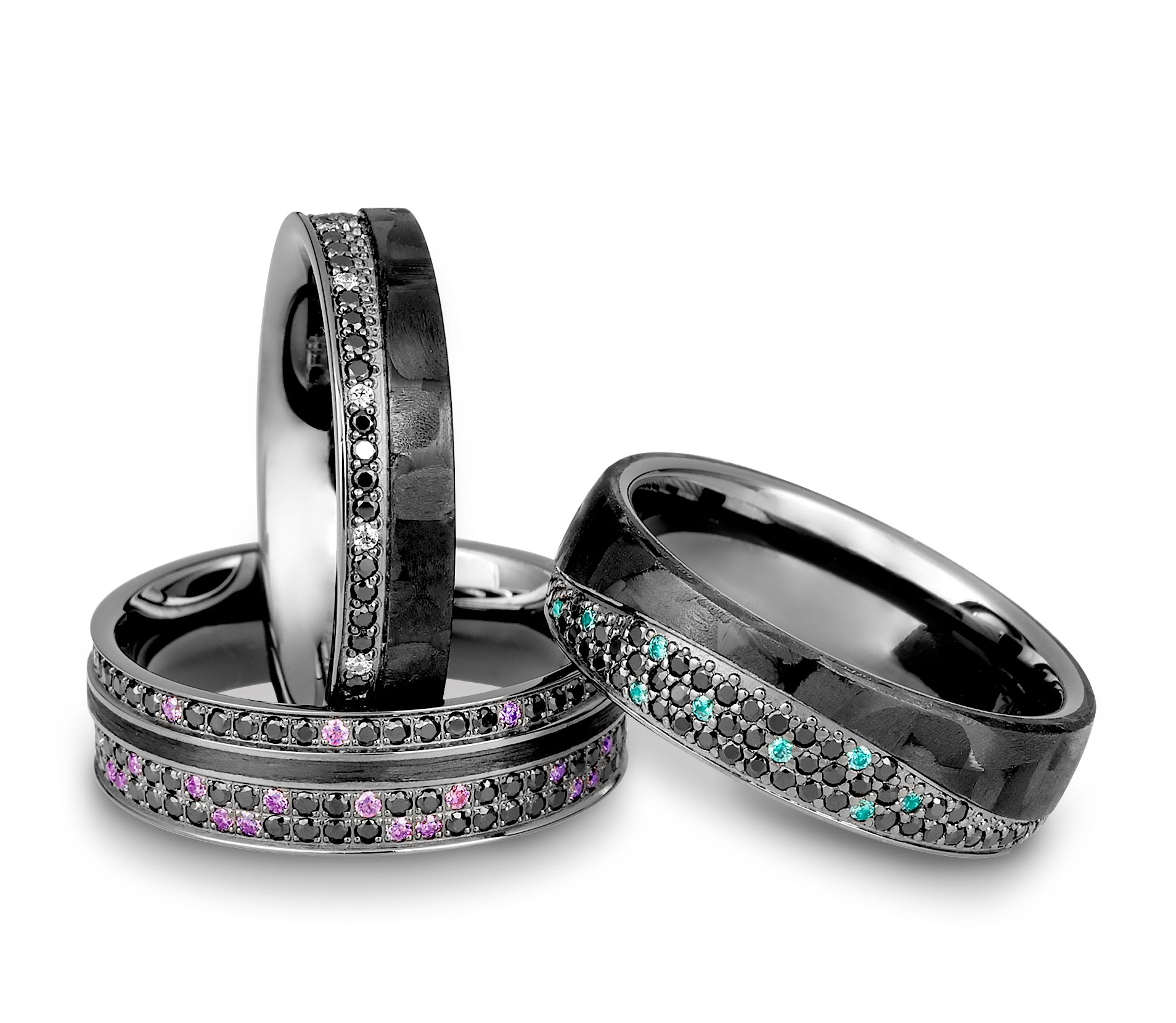 Nhẫn cưới Vàng 10K/14K/18K/Bạch kim PT900 Calista Carbon Stars 06527_06525_06529