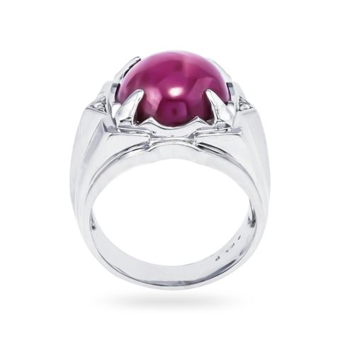 Nhẫn Vàng K14WG đính Ruby Calista AERG70079