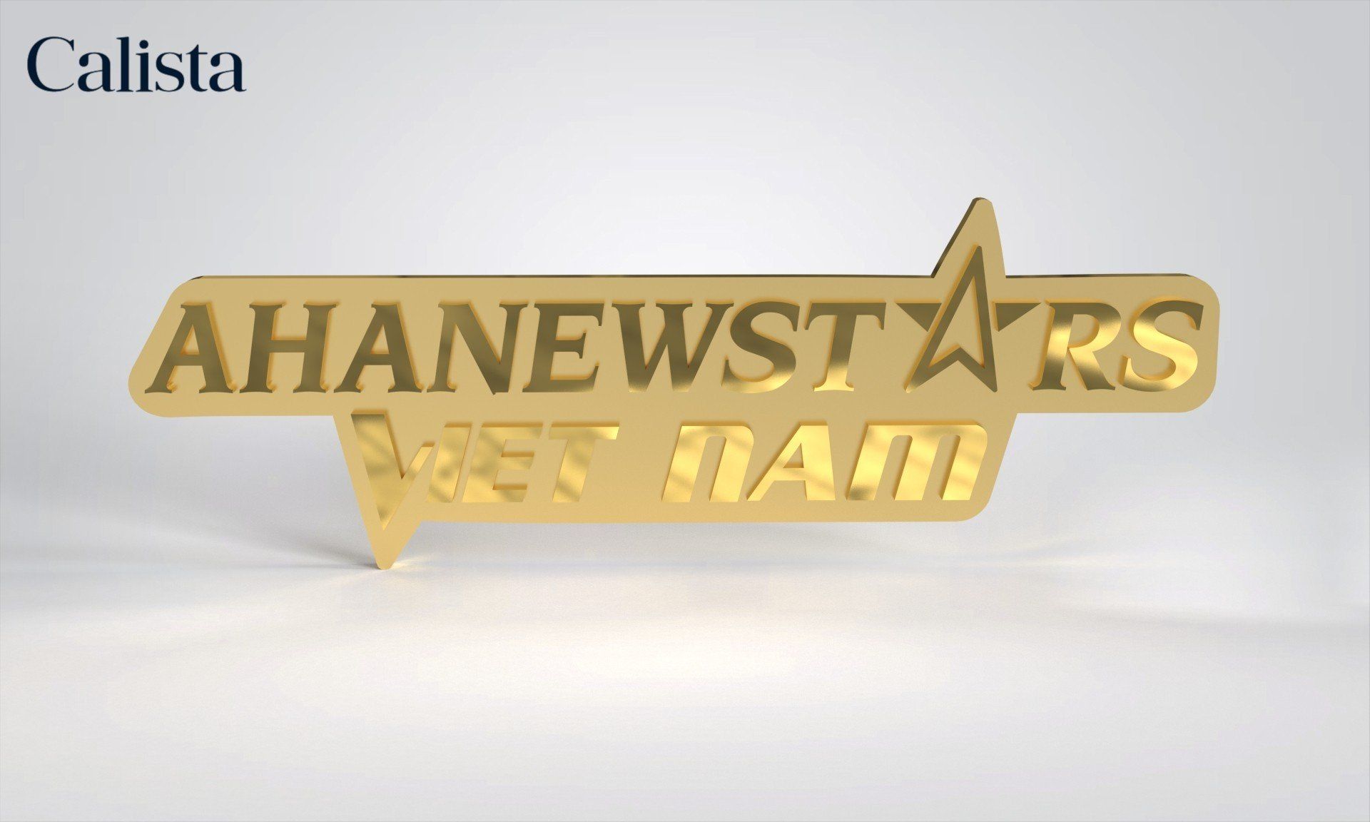 Pin/Huy hiệu cài áo mạ vàng logo doanh nghiệp Aha Newstars