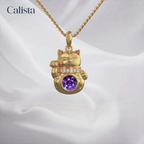 Mặt dây chuyền vàng K14YG Kim Mão Sinh Thần Birthstone Calista PD24005