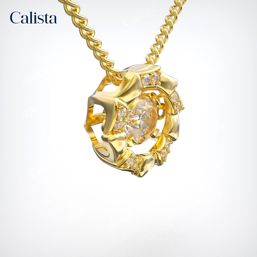 Mặt Dây Dancing Stone Vàng K14 đính CZ Calista DS01002