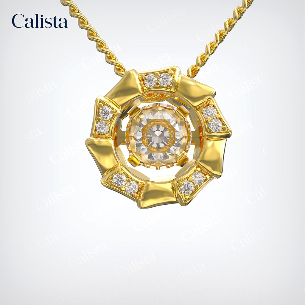 Mặt Dây Dancing Stone Vàng K14 đính CZ Calista DS01002
