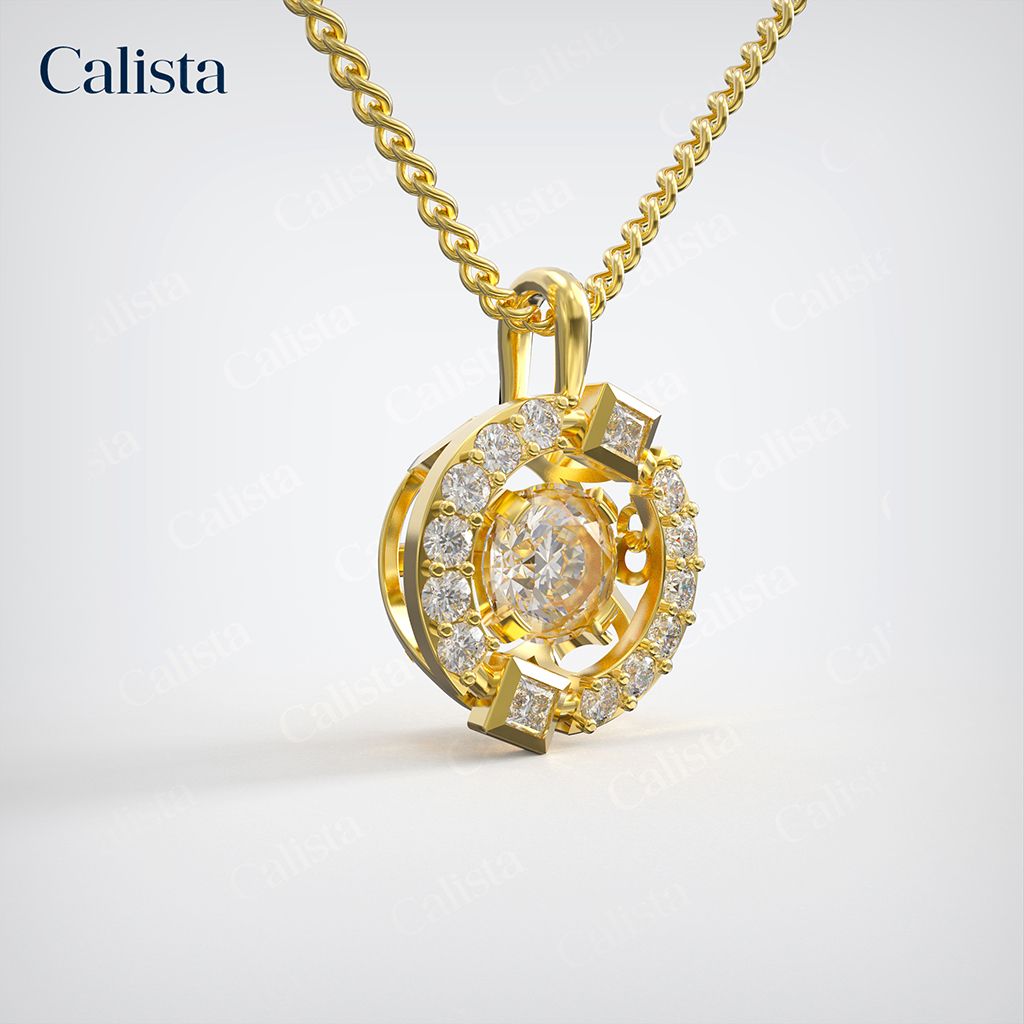 Mặt Dây Dancing Stone Vàng K14 đính CZ Calista DS01003