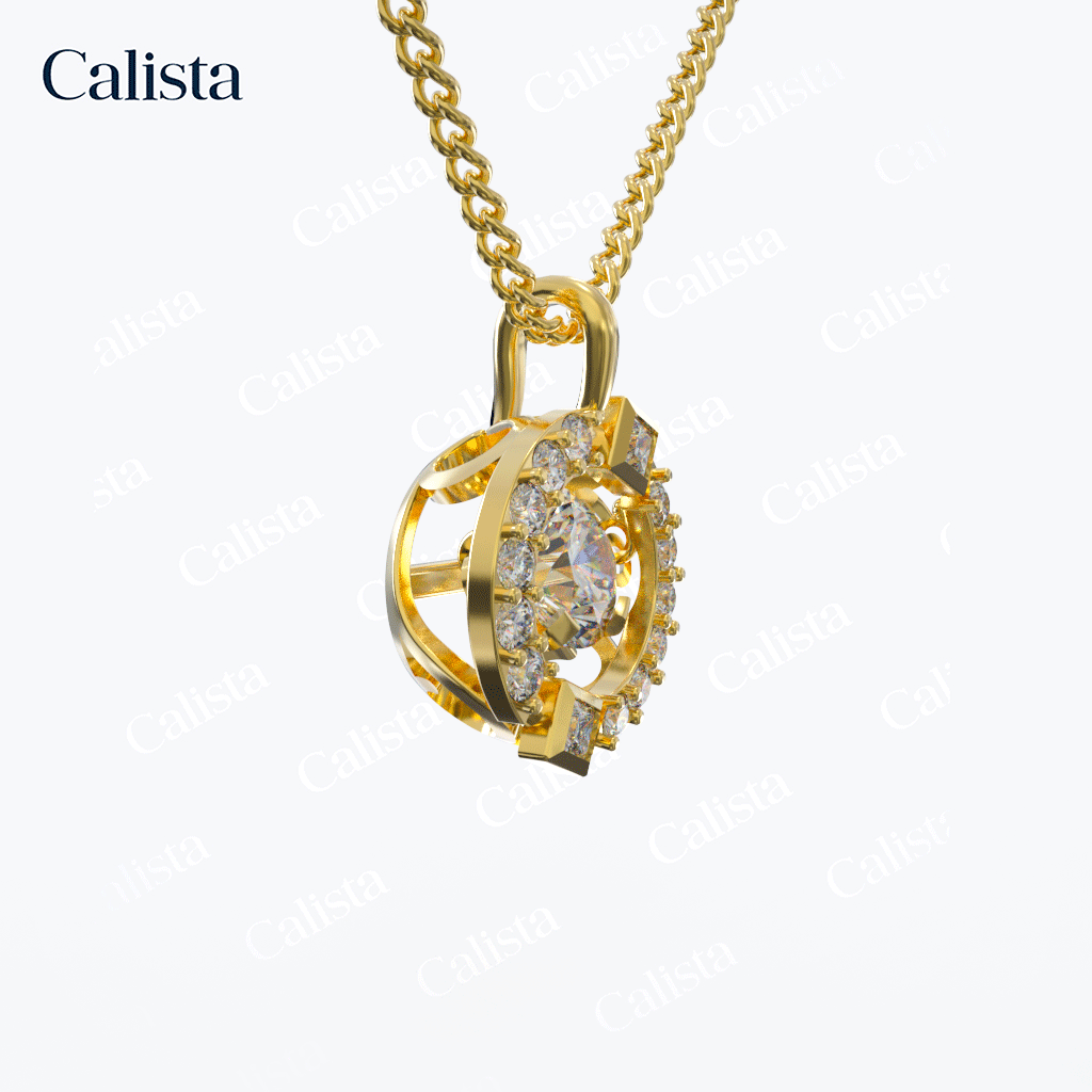 Mặt Dây Dancing Stone Vàng K14 đính CZ Calista DS01003