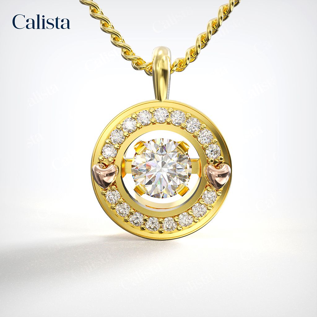 Mặt Dây Dancing Stone Vàng K14 đính CZ Calista DS01004