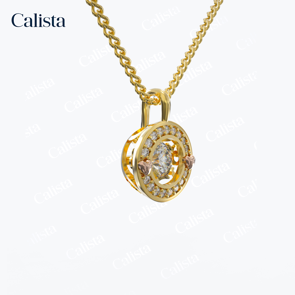 Mặt Dây Dancing Stone Vàng K14 đính CZ Calista DS01004