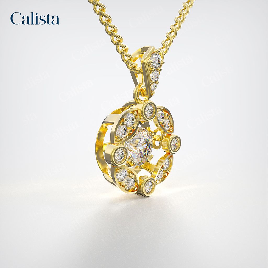 Mặt Dây Dancing Stone Vàng K14 đính CZ Calista DS01005