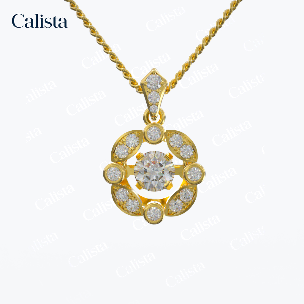 Mặt Dây Dancing Stone Vàng K14 đính CZ Calista DS01005