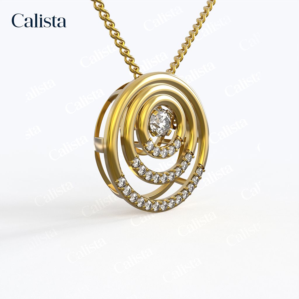Mặt Dây Dancing Stone Vàng K14 đính CZ Calista DS01010