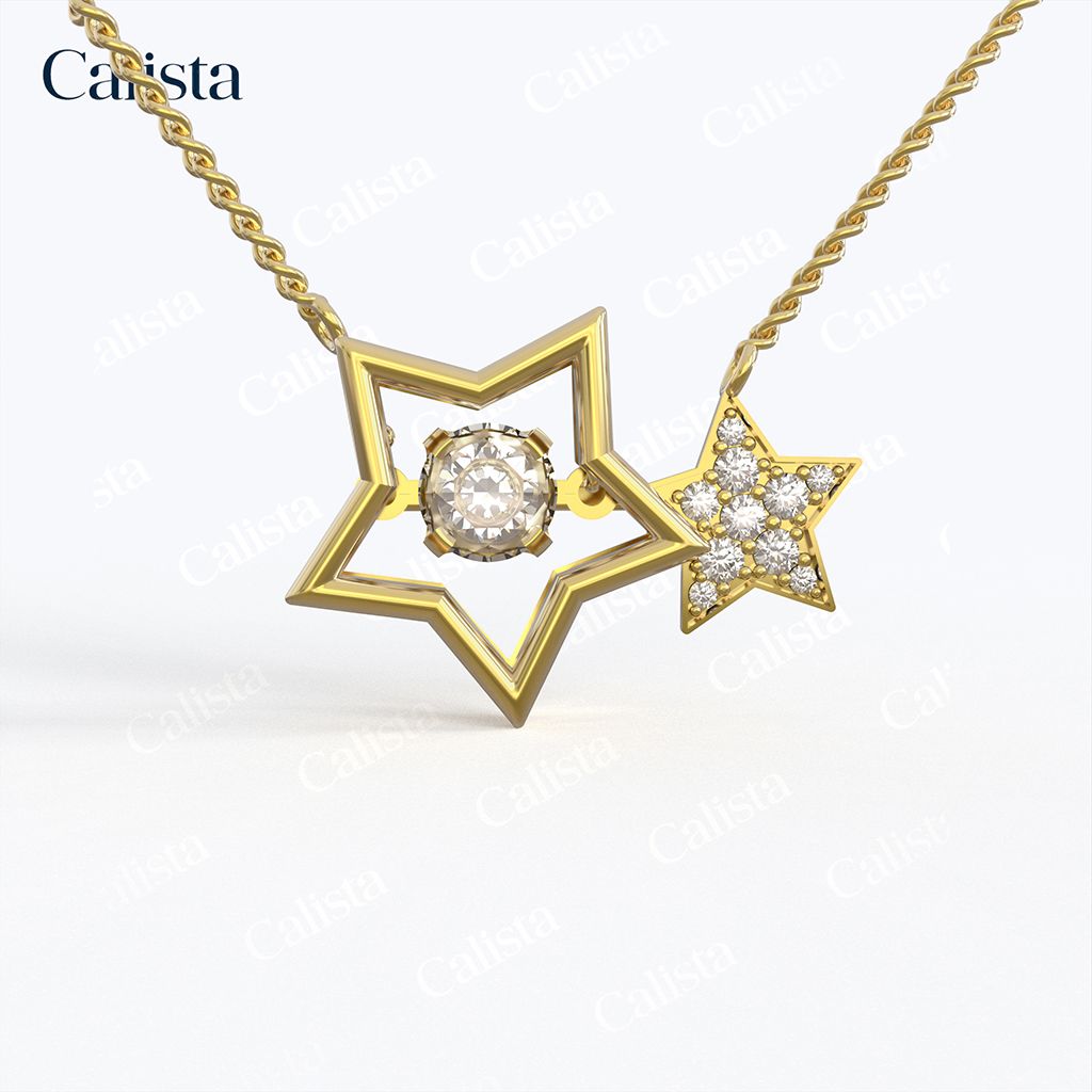 Mặt Dây Dancing Stone Vàng K14 đính CZ Calista DS01013
