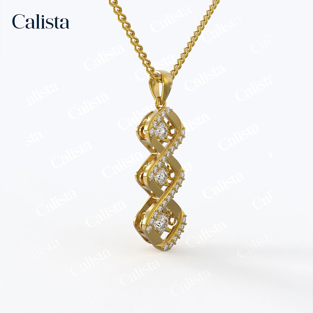 Mặt Dây Dancing Stone Vàng K14 đính CZ Calista DS01016