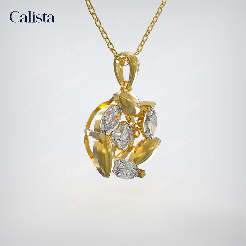 Mặt Dây Dancing Stone Vàng K14 đính CZ Calista DS01024