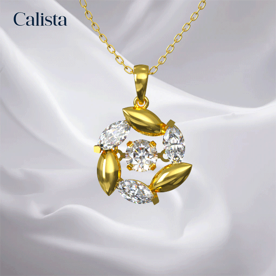 Mặt Dây Dancing Stone Vàng K14 đính CZ Calista DS01024