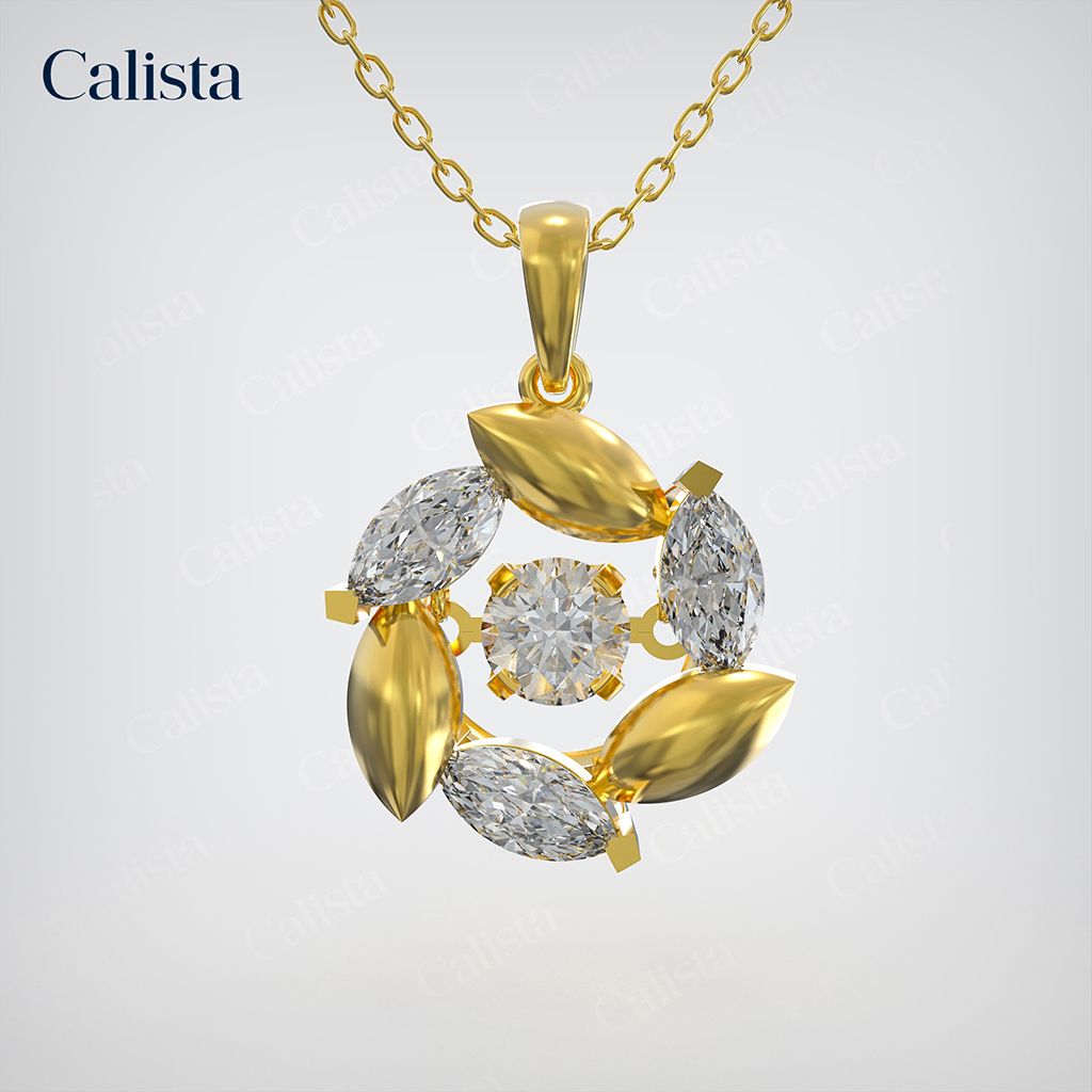 Mặt Dây Dancing Stone Vàng K14 đính CZ Calista DS01024