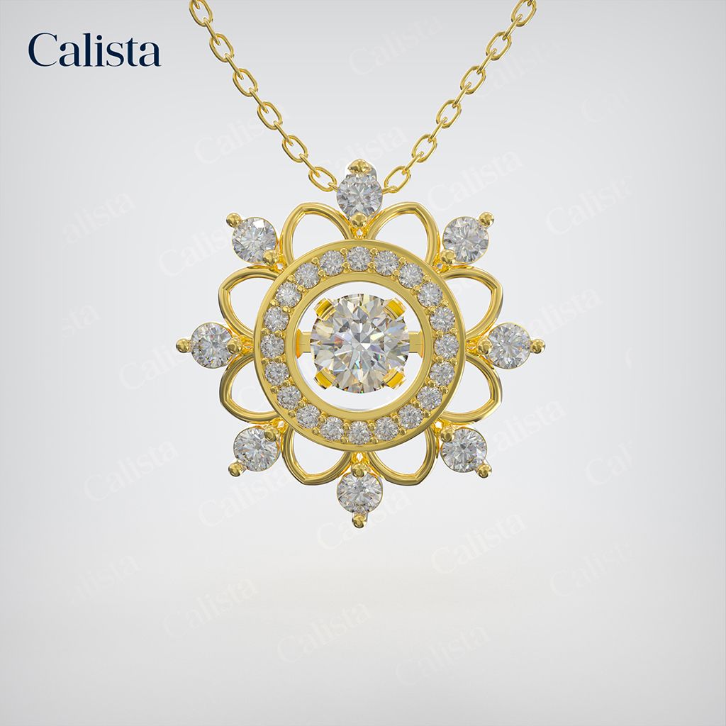 Mặt Dây Dancing Stone Vàng K14 đính CZ Calista DS01028
