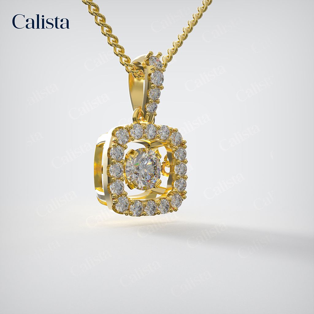 Mặt Dây Dancing Stone Vàng K14 đính CZ Calista DS01035