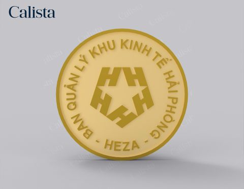 Pin/Huy hiệu cài áo mạ vàng logo doanh nghiệp HEZA
