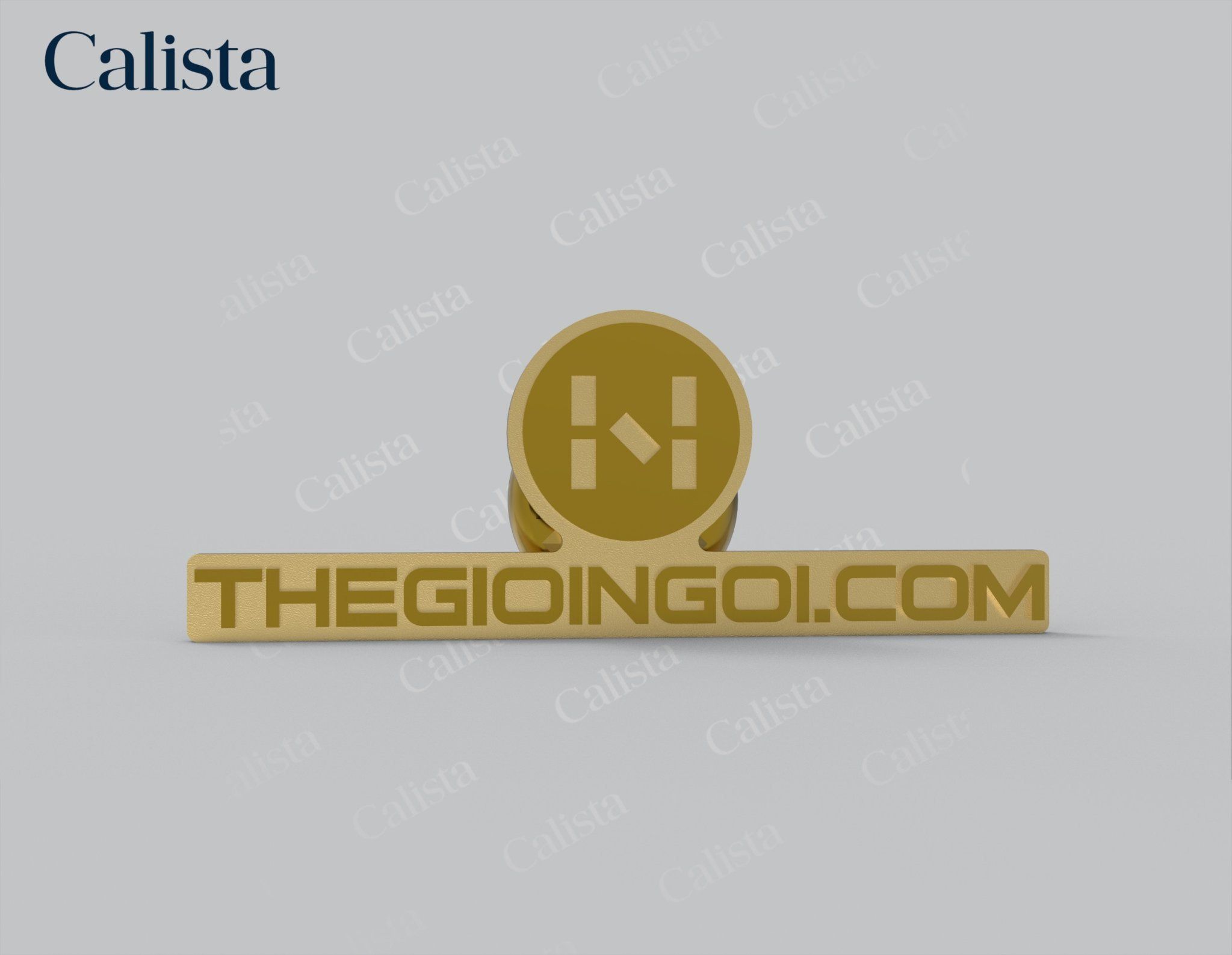 Pin/Huy hiệu cài áo mạ vàng logo doanh nghiệp Thế Giới Ngói