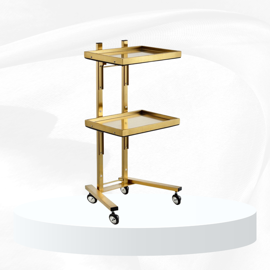 Kệ inox xếp vàng 2 tầng