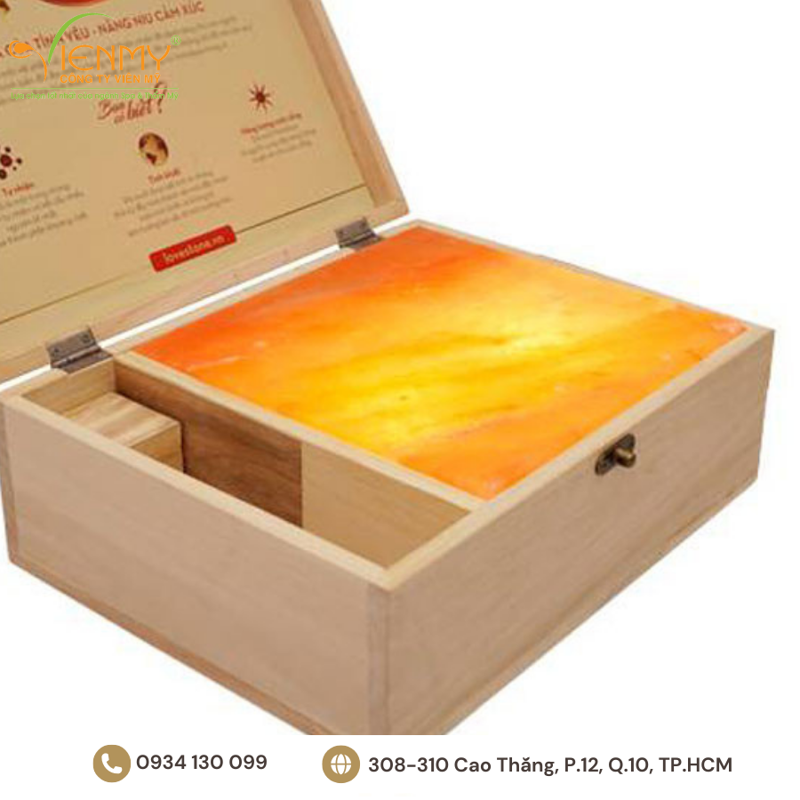 Hộp đá muối Himalaya massage chân đá thẳng