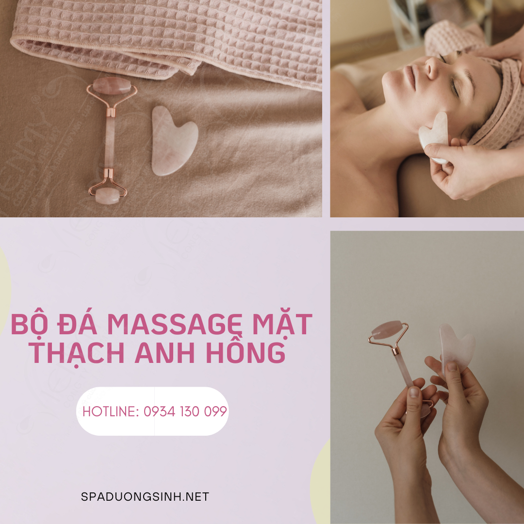 Bộ đá massage mặt thạch anh hồng