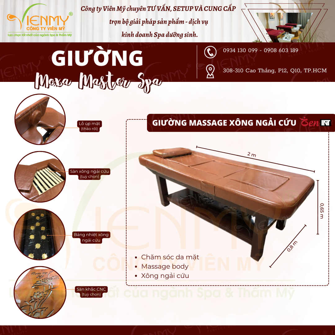 Giường massage xông ngải cứu Moxa Master Spa
