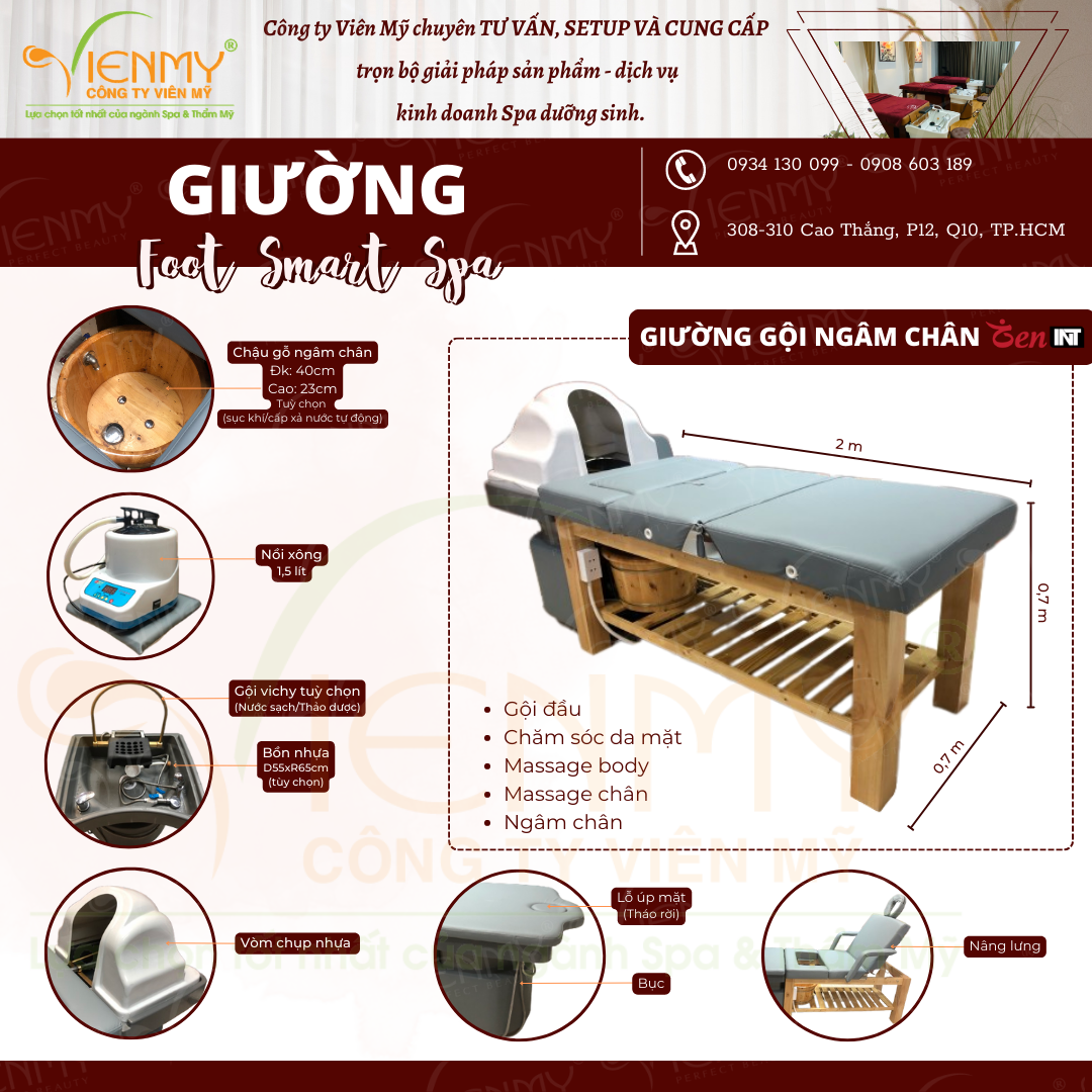 Giường gội ngâm chân Foot Smart Spa