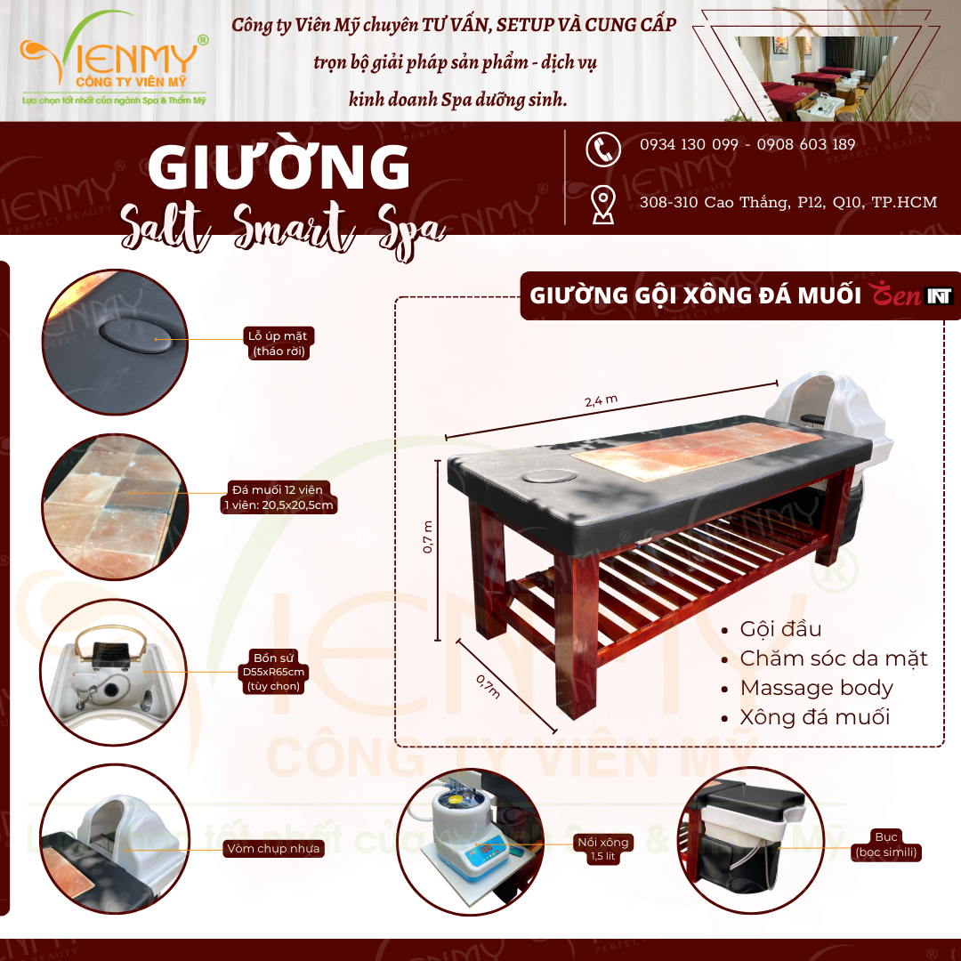 Giường gội đá muối Salt Smart Spa
