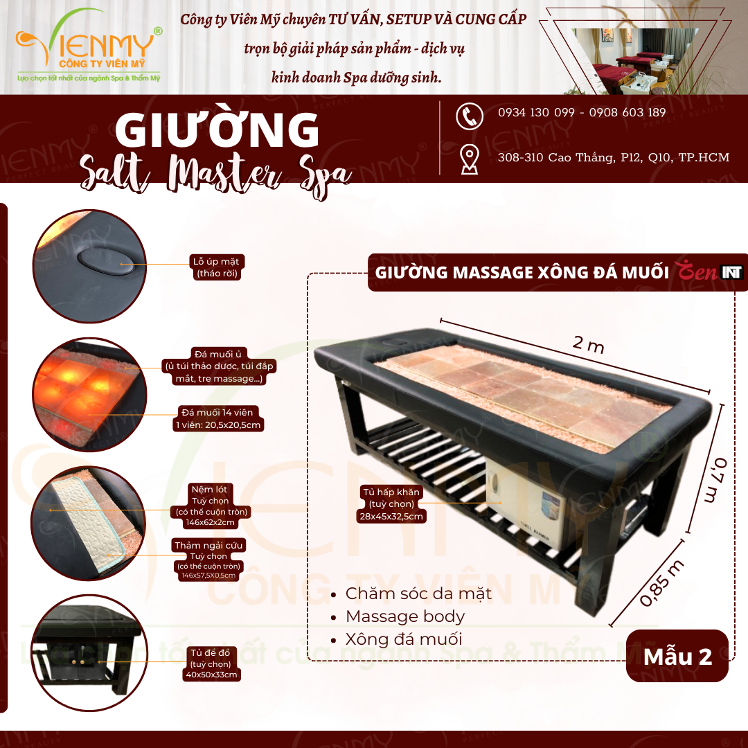 Giường massage đá muối Salt Master Spa - Mẫu 2