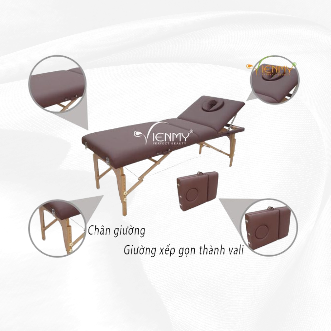 Giường xếp massage di động chân gỗ MT009-2