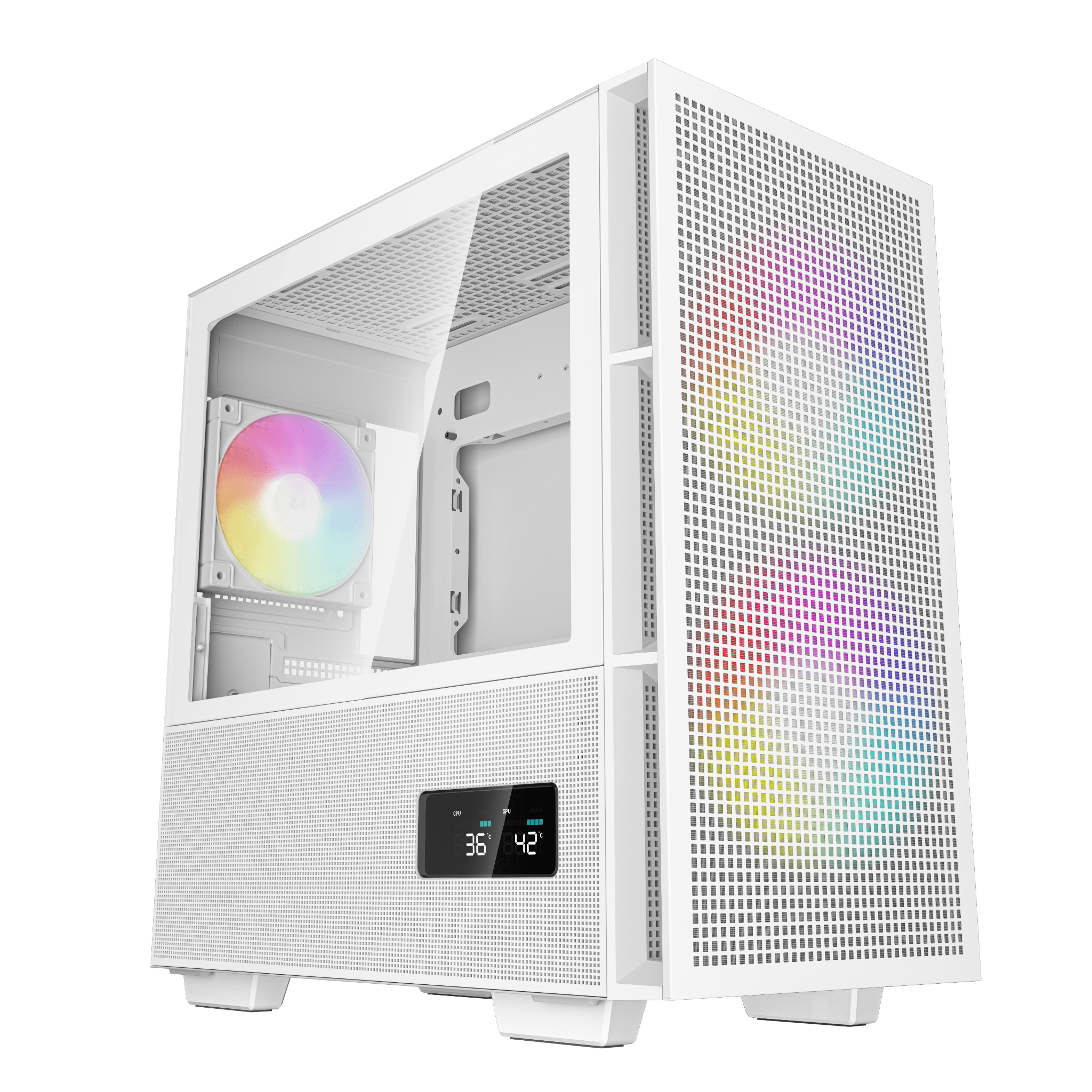 Thùng máy Case Deepcool CH360 Digital WH - Trắng | Kèm sẵn 3 fan ARGB