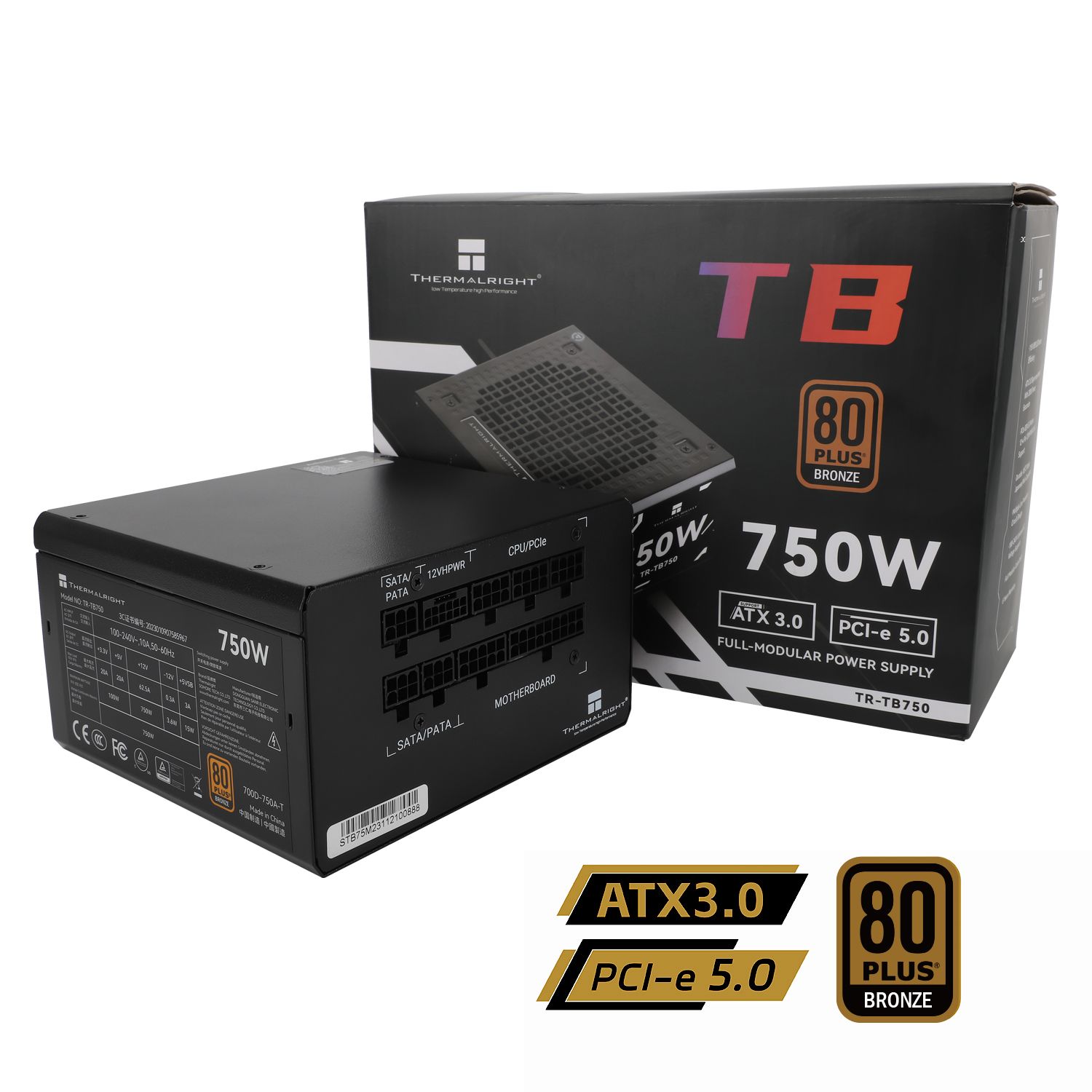 Nguồn Thermalright TB-750 - Đen, nhập khẩu | 750W, 80 Plus Bronze, Full Modular