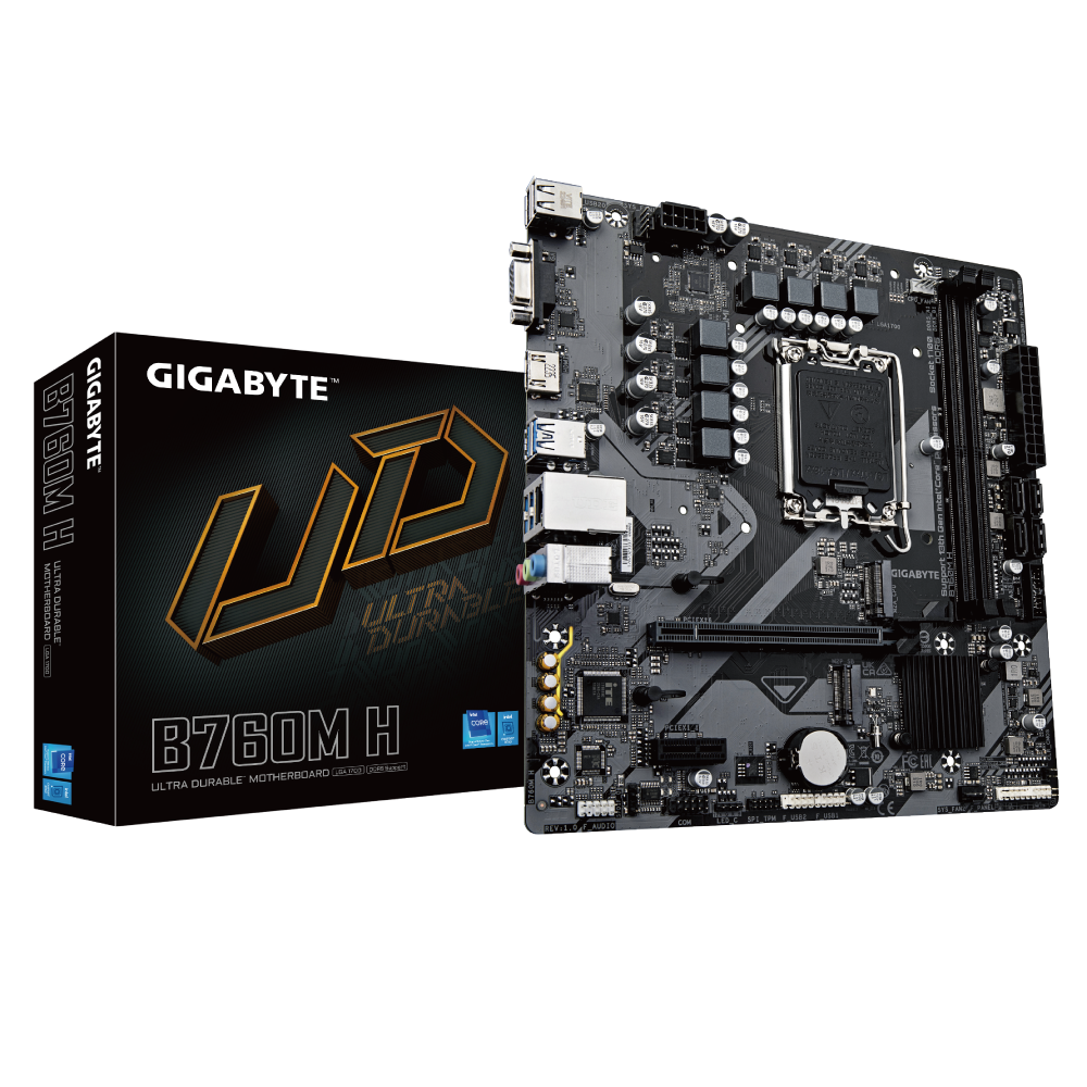 Mainboard Gigabyte B760M H (rev. 1.0) Ultra Durable | Intel B760, Socket 1700, Micro ATX, 2 khe DDR5