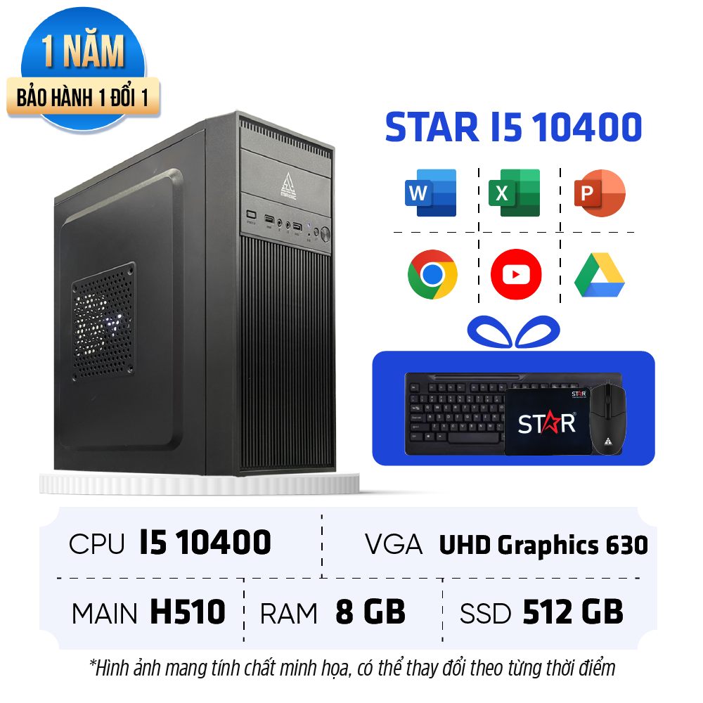 PC Văn Phòng STAR | I5 10400/ RAM 8GB/ SSD 256GB, Intel ( GIÁ ĐÃ CÓ VAT )